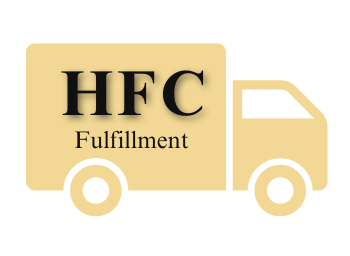HFC van Yellow delivery truck graphic with bold text "HFC Fulfillment" on the side in black letters.